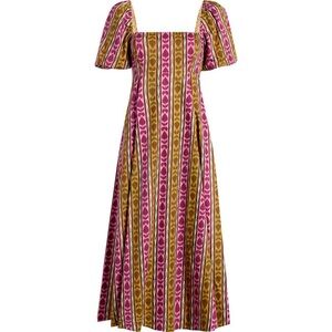 Hill House Pink and Gold Striped Midi Dress